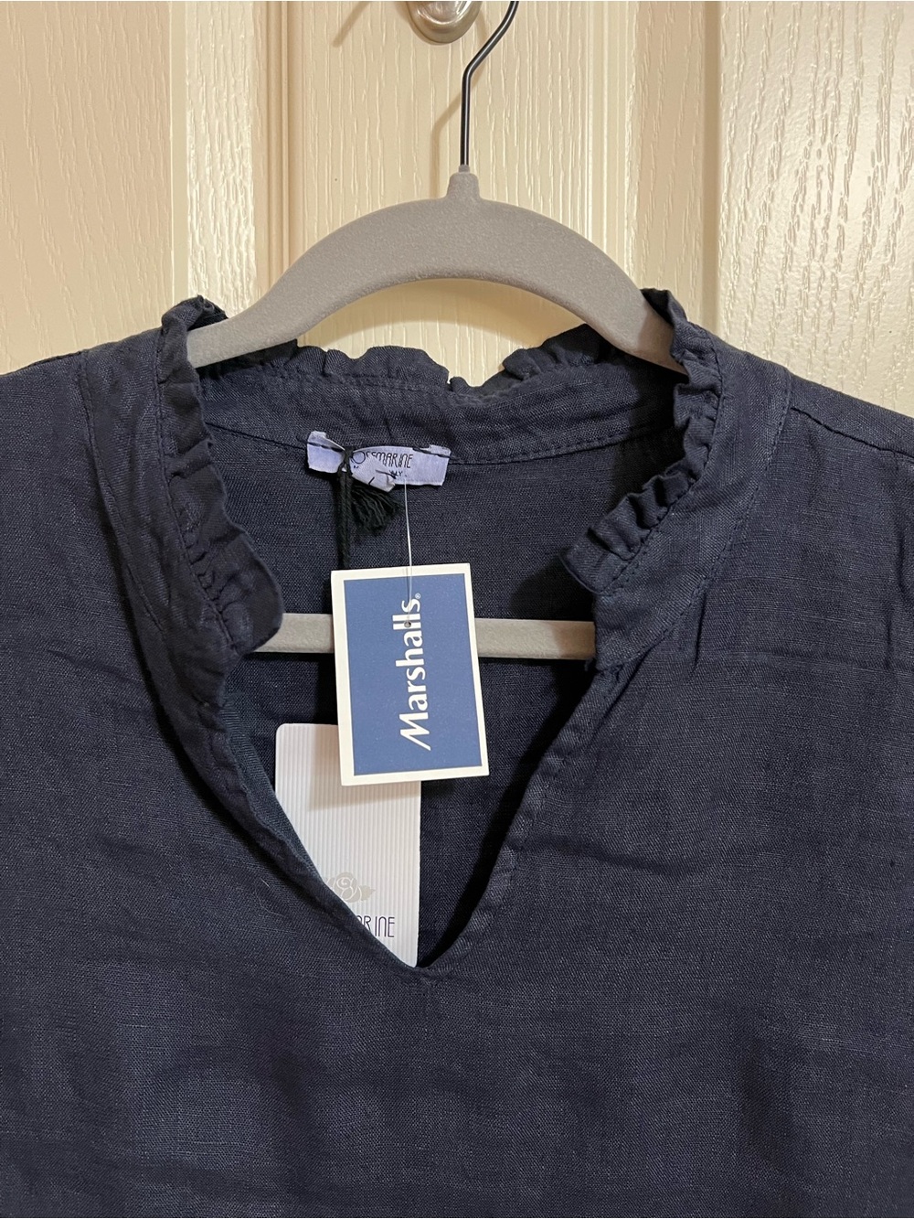 Marshalls Navy Blue Lightweight Linen Tunic Top - Picture 2 of 10